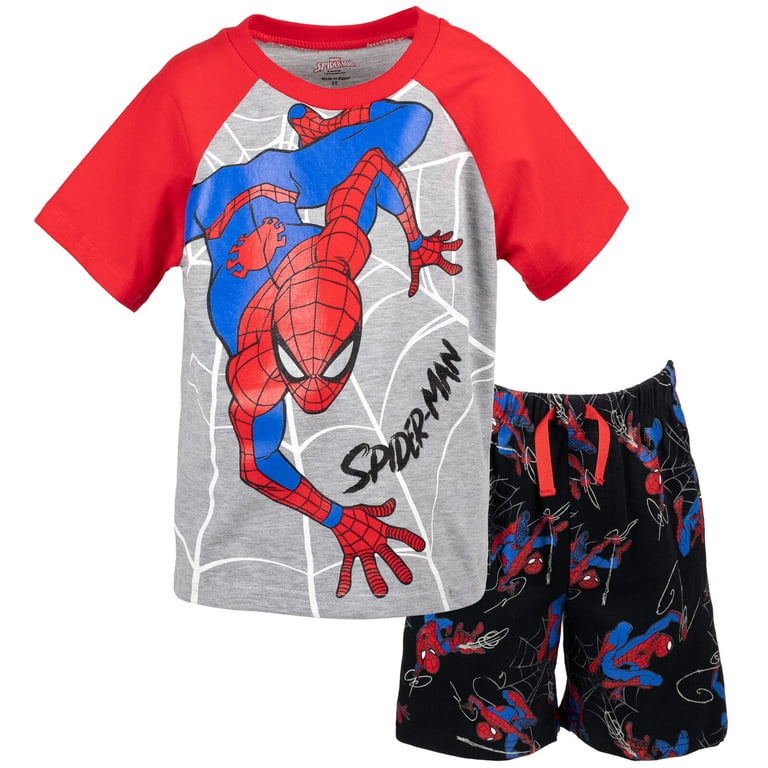 Ensemble D'Été Spider-Man Pour Garçon - T-Shirt Et Short Bleu Foncé, Confortable Et Stylé Dès 3 Ans