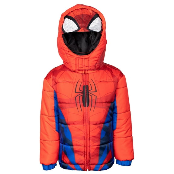 Marvel Spider-Man Toddler Boys Zip Up Winter Coat Puffer Jacket Toddler to Big Kid
