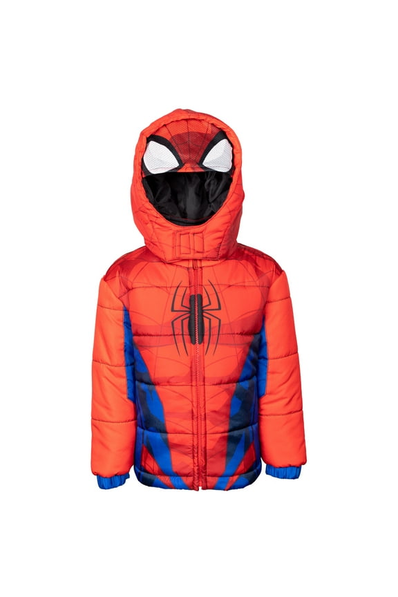 Spider-Man Toddler Boys Zip Up Winter Coat Puffer Jacket Toddler to Big Kid