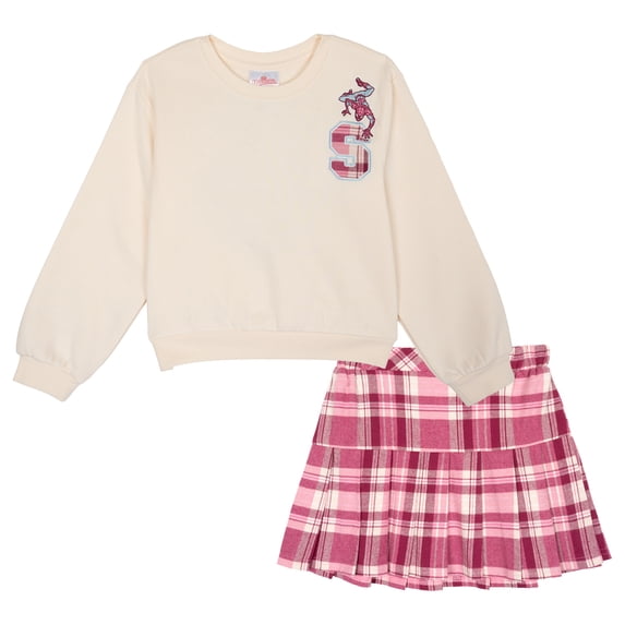 Marvel Spider-Man Toddler Girls' Fleece Sweatshirt and Pleated Skirt Set Pink Plaid