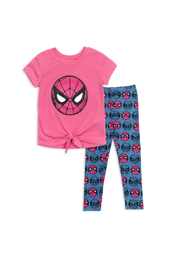 Spider-Man Toddler Girls T-Shirt and Leggings Outfit Set Toddler to Big Kid