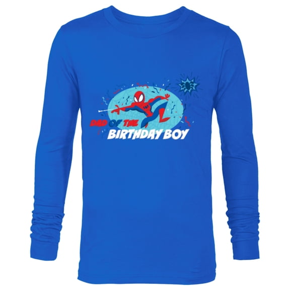 Marvel Spider-Man Toon Family Party Dad of the Birthday Boy - Long Sleeve T-Shirt for Men - Customized-Navy