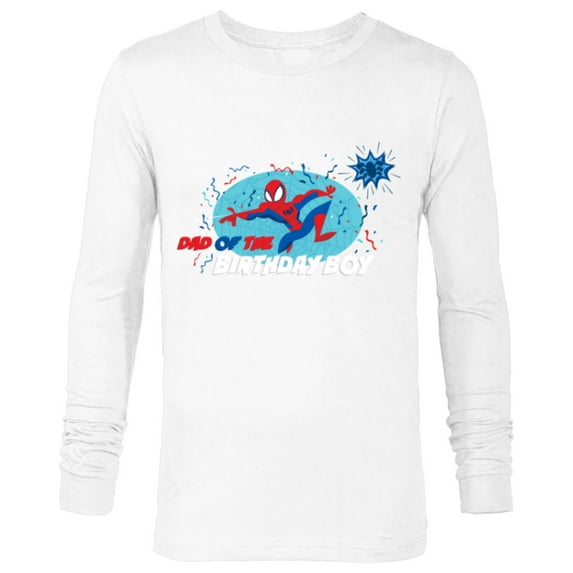 Marvel Spider-Man Toon Family Party Dad of the Birthday Boy - Long Sleeve T-Shirt for Men - Customized-White