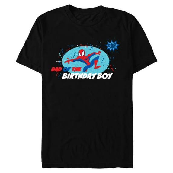 Marvel Spider-Man Toon Family Party Dad of the Birthday Boy - Short Sleeve Blended T-Shirt for Adults - Customized-Black