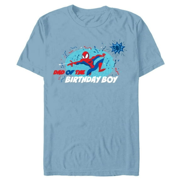 Marvel Spider-Man Toon Family Party Dad of the Birthday Boy - Short Sleeve Blended T-Shirt for Adults - Customized-Ocean Blue