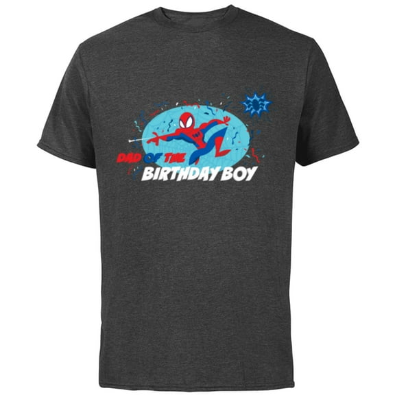 Marvel Spider-Man Toon Family Party Dad of the Birthday Boy - Short Sleeve Cotton T-Shirt for Adults - Customized-Charcoal Heather