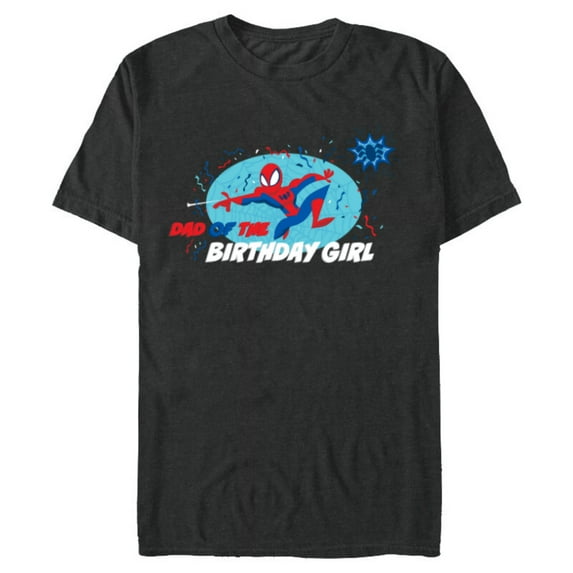 Marvel Spider-Man Toon Family Party Dad of the Birthday Girl - Short Sleeve Blended T-Shirt for Adults - Customized-Dark Heather