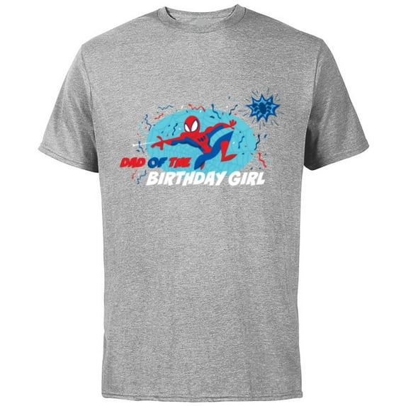 Marvel Spider-Man Toon Family Party Dad of the Birthday Girl - Short Sleeve Cotton T-Shirt for Adults - Customized-Athletic Heather