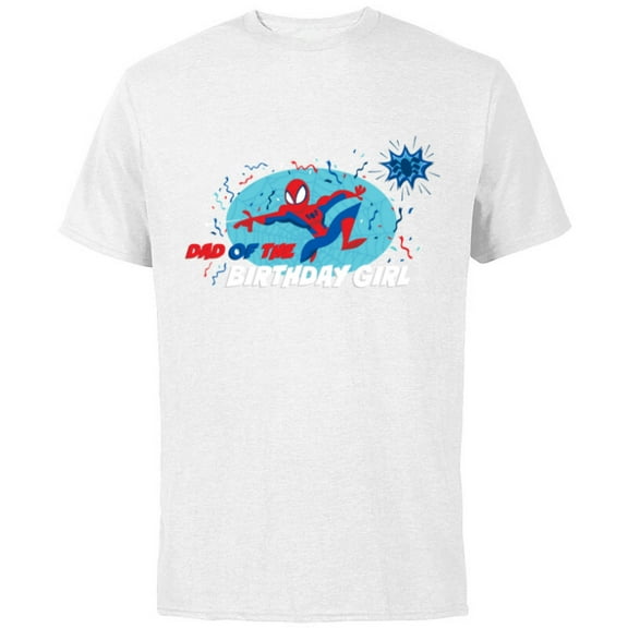 Marvel Spider-Man Toon Family Party Dad of the Birthday Girl - Short Sleeve Cotton T-Shirt for Adults - Customized-White