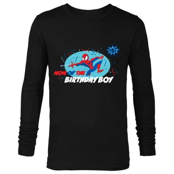 Marvel Spider-Man Toon Family Party Mom of the Birthday Boy - Long Sleeve T-Shirt for Men - Customized-Black