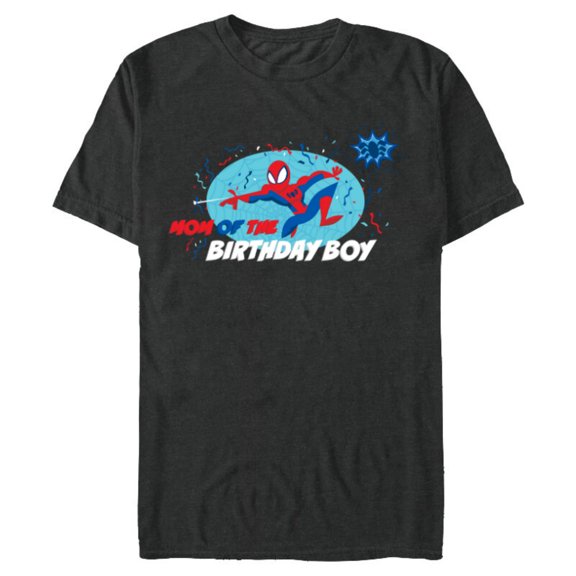 Marvel Spider-Man Toon Family Party Mom of the Birthday Boy - Short Sleeve Blended T-Shirt for Adults - Customized-Dark Heather