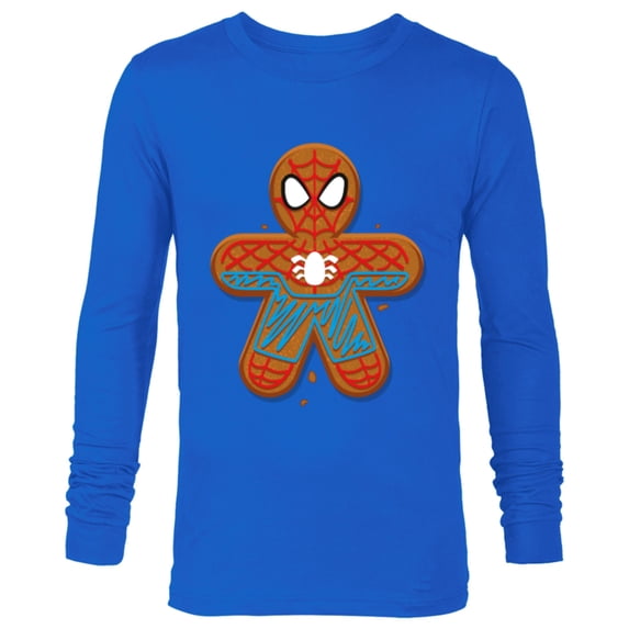 Marvel Spider-Man Toon Holiday Gingerbread Man Cookie - Long Sleeve T-Shirt for Men - Customized-Navy