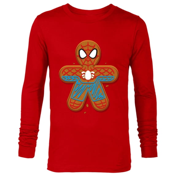 Marvel Spider-Man Toon Holiday Gingerbread Man Cookie - Long Sleeve T-Shirt for Men - Customized-New Red
