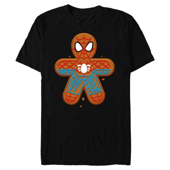 Marvel Spider-Man Toon Holiday Gingerbread Man Cookie - Short Sleeve Blended T-Shirt for Adults - Customized-Black