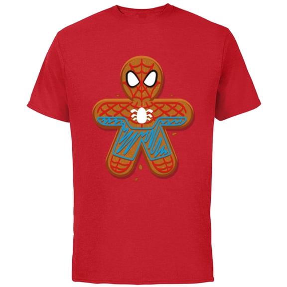 Marvel Spider-Man Toon Holiday Gingerbread Man Cookie - Short Sleeve Cotton T-Shirt for Adults - Customized-Red