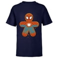 thumbnail image 1 of Marvel Spider-Man Toon Holiday Gingerbread Man Cookie - Short Sleeve T-Shirt for Kids - Customized-Navy, 1 of 5