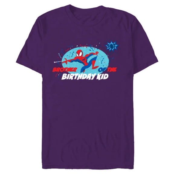 Marvel Spider-Man Toony Family Brother of the Birthday Kid - Short Sleeve Blended T-Shirt for Adults - Customized-Purple