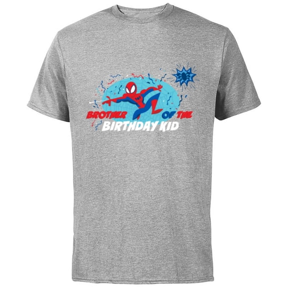 Marvel Spider-Man Toony Family Brother of the Birthday Kid - Short Sleeve Cotton T-Shirt for Adults - Customized-Athletic Heather