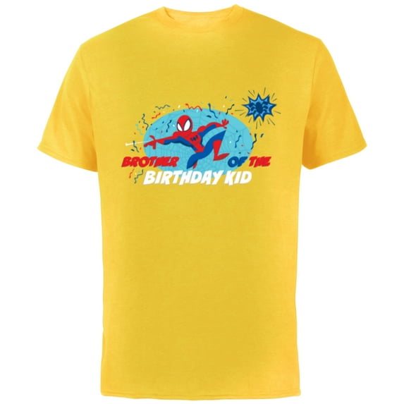 Marvel Spider-Man Toony Family Brother of the Birthday Kid - Short Sleeve Cotton T-Shirt for Adults - Customized-Yellow
