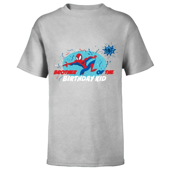 Marvel Spider-Man Toony Family Brother of the Birthday Kid - Short Sleeve T-Shirt for Kids - Customized-Athletic Heather
