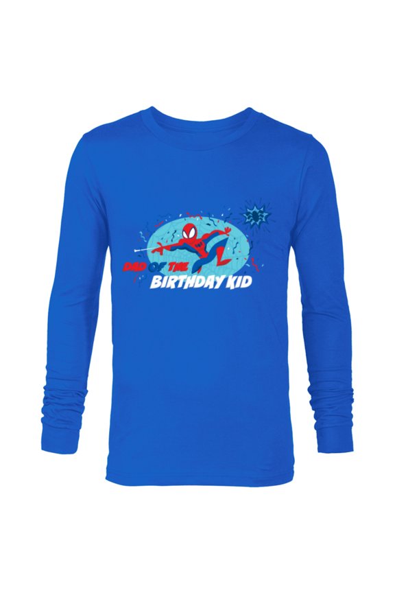 Spider-Man Toony Family Party Dad of the Birthday Kid - Long Sleeve T-Shirt for Men - Customized-Navy