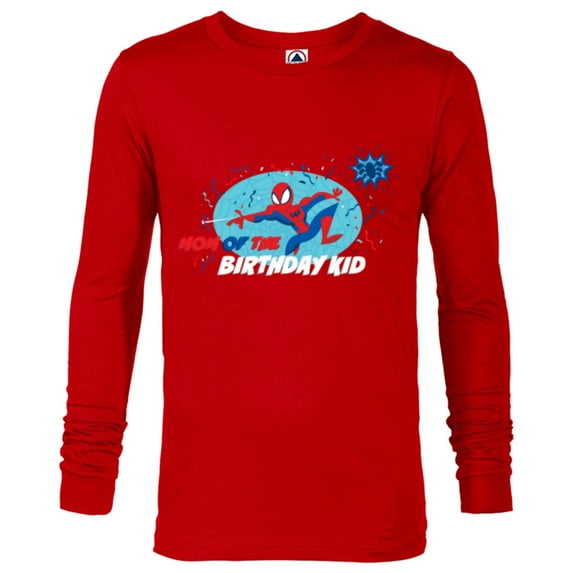 Marvel Spider-Man Toony Family Party Mom of the Birthday Kid - Long Sleeve T-Shirt for Men - Customized-New Red