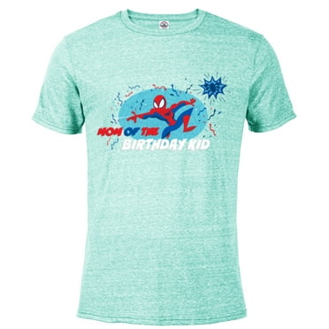 Marvel Spider-Man Toony Family Party Mom of the Birthday Kid - Short Sleeve Blended T-Shirt for Adults - Customized-Ocean Blue