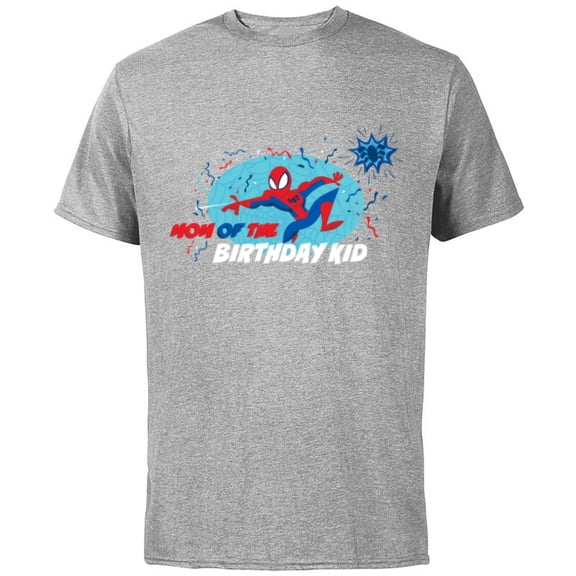 Marvel Spider-Man Toony Family Party Mom of the Birthday Kid - Short Sleeve Cotton T-Shirt for Adults - Customized-Athletic Heather