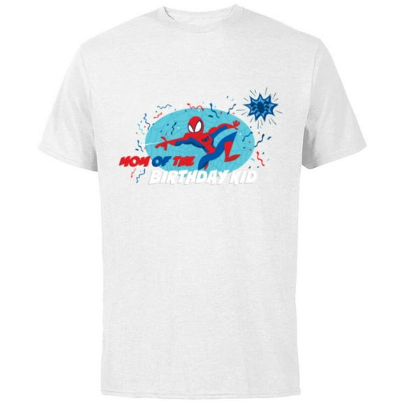 Marvel Spider-Man Toony Family Party Mom of the Birthday Kid - Short Sleeve Cotton T-Shirt for Adults - Customized-White
