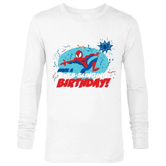 Marvel Spider-Man Toony Have a Web-Slinging Birthday - Long Sleeve T-Shirt for Men - Customized-White