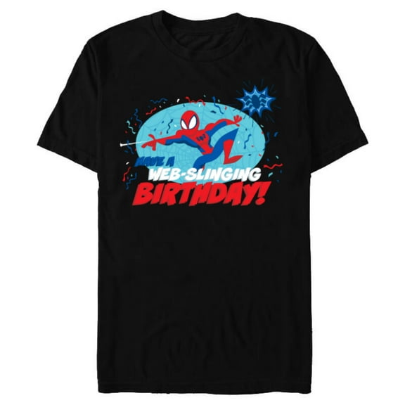 Marvel Spider-Man Toony Have a Web-Slinging Birthday - Short Sleeve Blended T-Shirt for Adults - Customized-Black