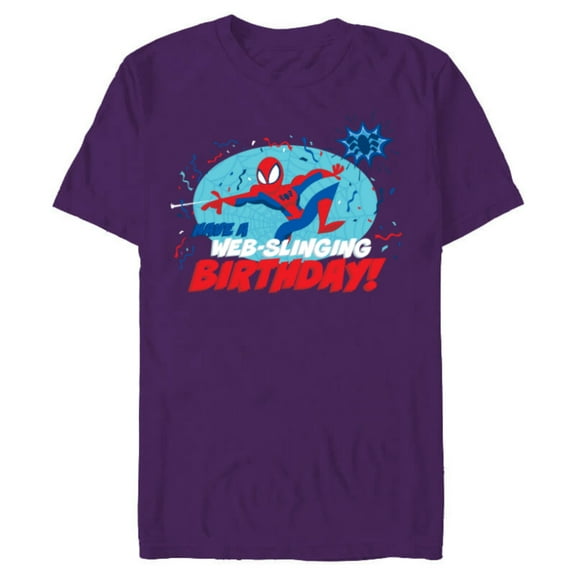 Marvel Spider-Man Toony Have a Web-Slinging Birthday - Short Sleeve Blended T-Shirt for Adults - Customized-Purple