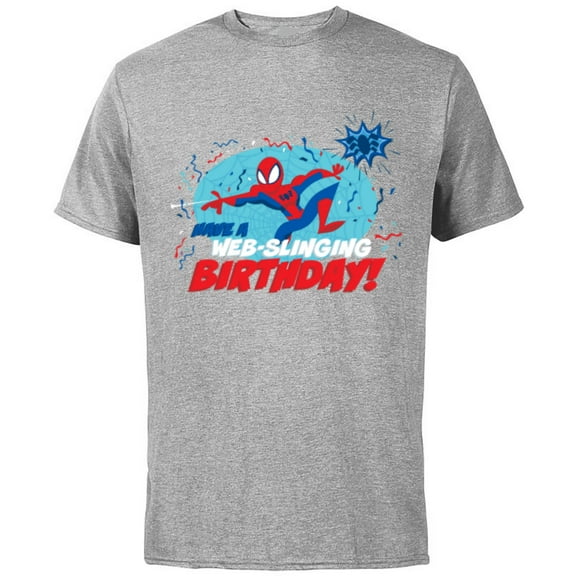 Marvel Spider-Man Toony Have a Web-Slinging Birthday - Short Sleeve Cotton T-Shirt for Adults - Customized-Athletic Heather
