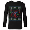 thumbnail image 1 of Marvel Spider-Man Upside Down Ugly Christmas Sweater - Long Sleeve T-Shirt for Men - Customized-Black, 1 of 5