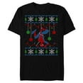 thumbnail image 1 of Marvel Spider-Man Upside Down Ugly Christmas Sweater - Short Sleeve Blended T-Shirt for Adults - Customized-Black, 1 of 5
