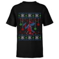 thumbnail image 1 of Marvel Spider-Man Upside Down Ugly Christmas Sweater - Short Sleeve T-Shirt for Kids - Customized-Black, 1 of 5