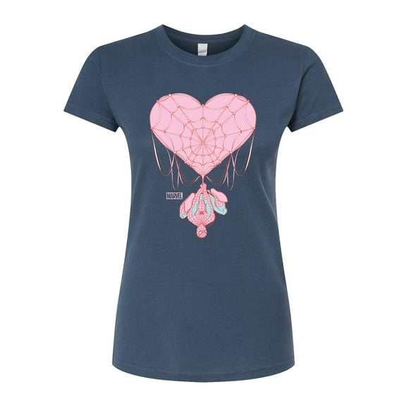 Marvel Spider-Man - Valentine Heart Web - Juniors Fitted Graphic T-Shirt