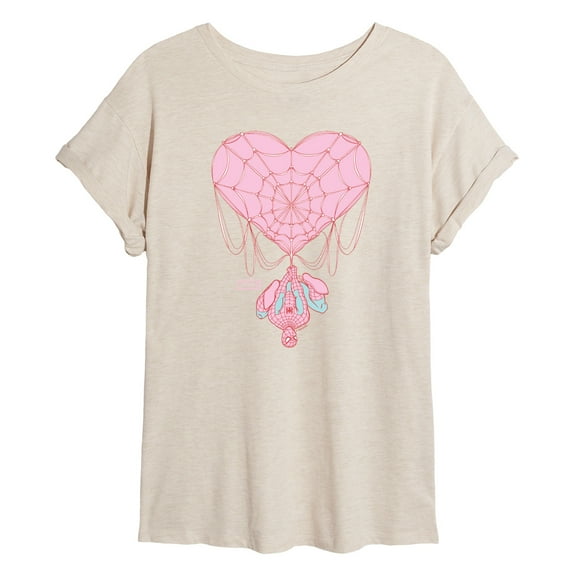 Marvel Spider-Man - Valentine Heart Web - Women's Oversized Graphic T-Shirt