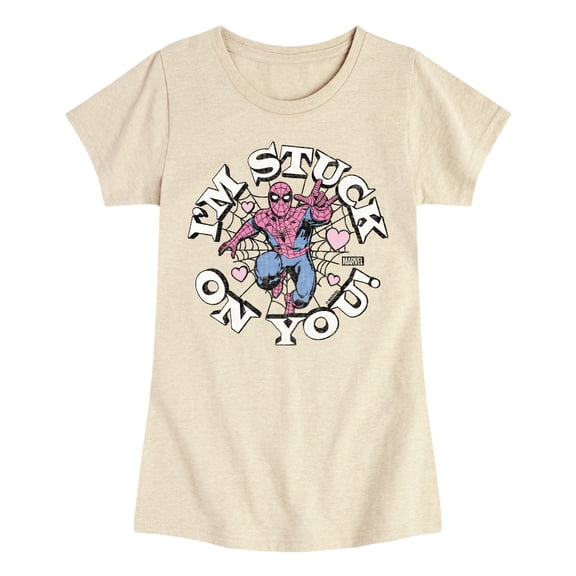 Marvel Spider-Man - Valentine I'm Stuck On You - Girls Fitted Short Sleeve Graphic T-Shirt