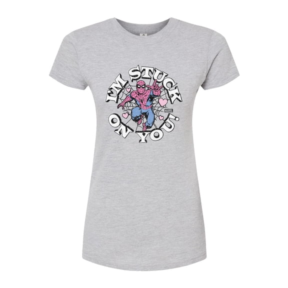 Marvel Spider-Man - Valentine I'm Stuck On You - Juniors Fitted Graphic T-Shirt