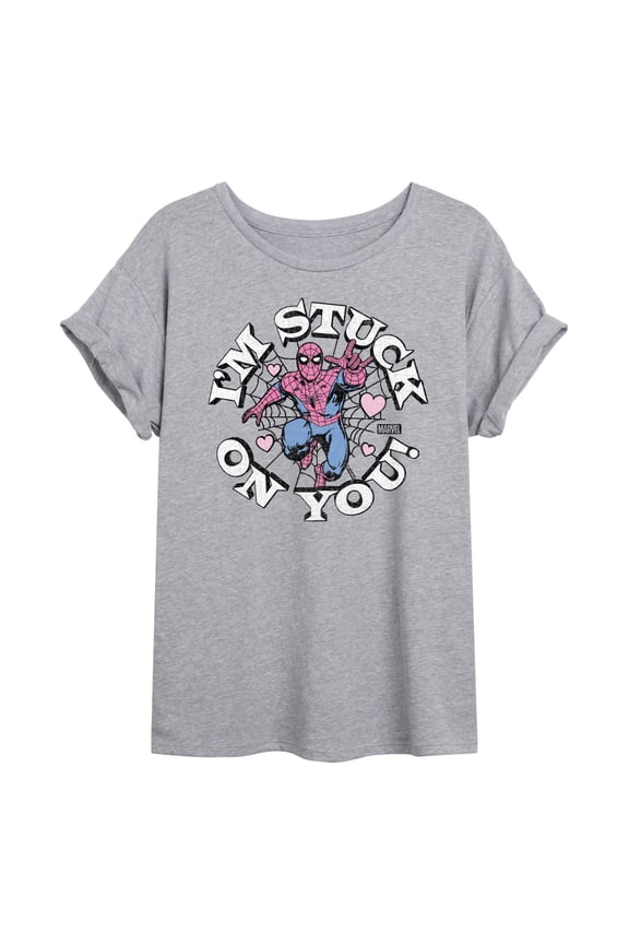 Spider-Man - Valentine I'm Stuck On You - Women's Oversized Graphic T-Shirt