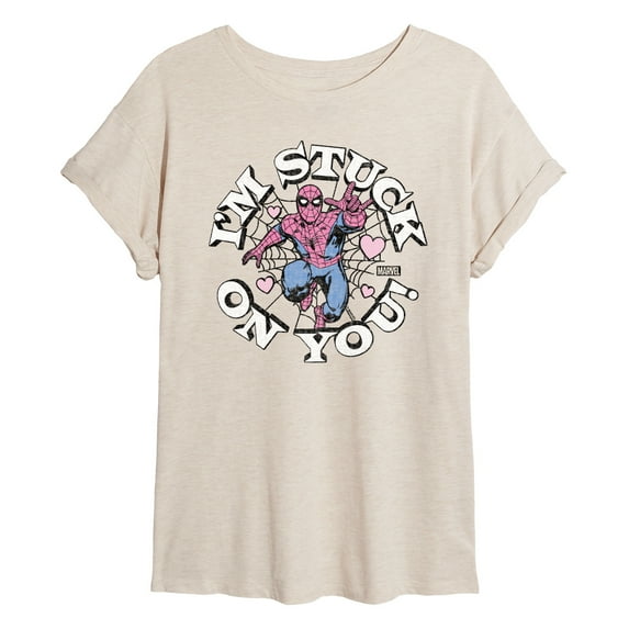 Marvel Spider-Man - Valentine I'm Stuck On You - Women's Oversized Graphic T-Shirt