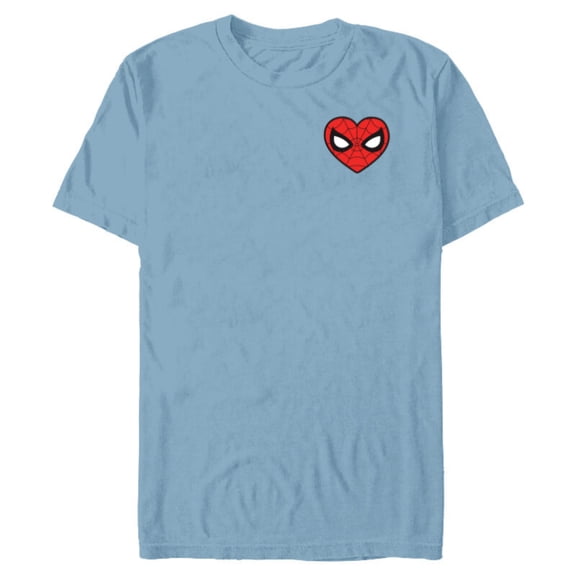 Marvel Spider-Man Valentine’s Day Love Classic Heart Mask - Short Sleeve Blended T-Shirt for Adults - Customized-Ocean Blue