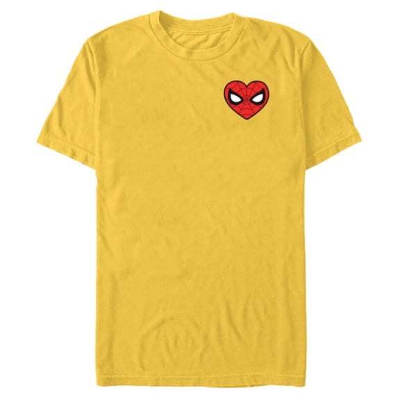 Marvel Spider-Man Valentine’s Day Love Classic Heart Mask - Short Sleeve Blended T-Shirt for Adults - Customized-Yellow