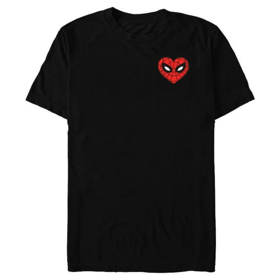Marvel Spider-Man Valentine’s Day Love Sixties Heart Mask - Short Sleeve Blended T-Shirt for Adults - Customized-Black