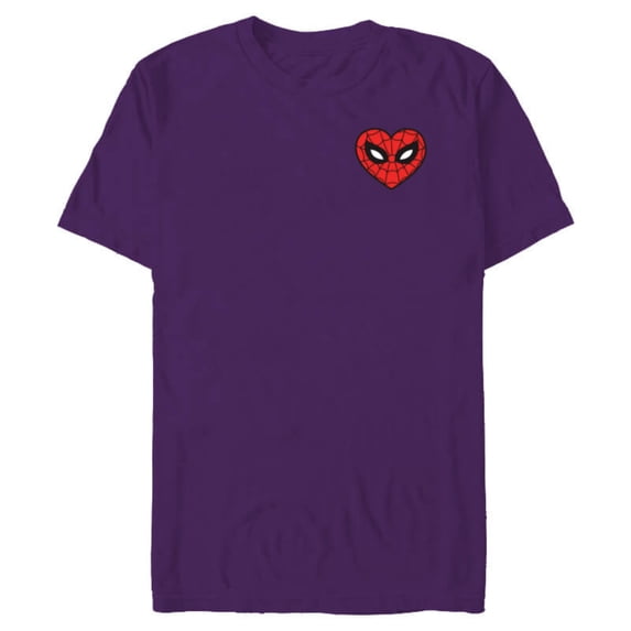 Marvel Spider-Man Valentine’s Day Love Sixties Heart Mask - Short Sleeve Blended T-Shirt for Adults - Customized-Purple