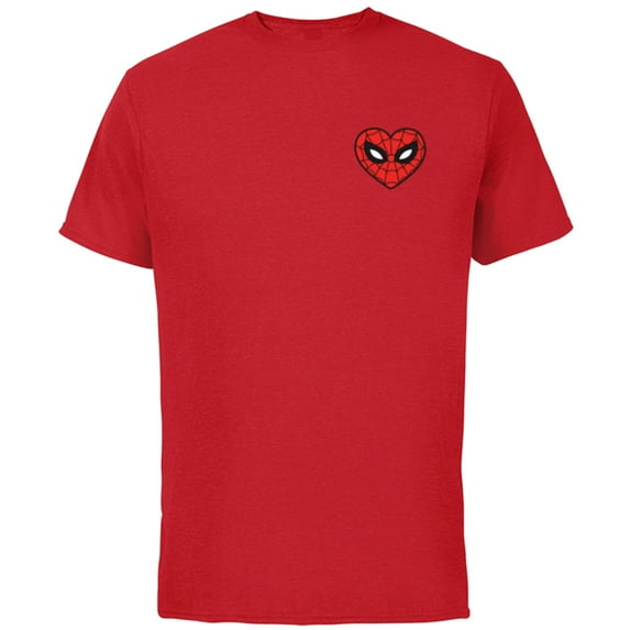 Marvel Spider-Man Valentine’s Day Love Sixties Heart Mask - Short Sleeve Cotton T-Shirt for Adults - Customized-Red