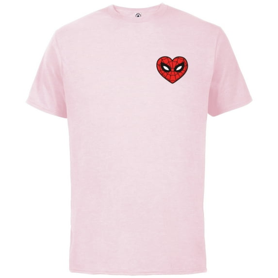 Marvel Spider-Man Valentine’s Day Love Sixties Heart Mask - Short Sleeve Cotton T-Shirt for Adults - Customized-Soft Pink