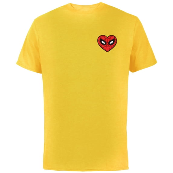 Marvel Spider-Man Valentine’s Day Love Sixties Heart Mask - Short Sleeve Cotton T-Shirt for Adults - Customized-Yellow