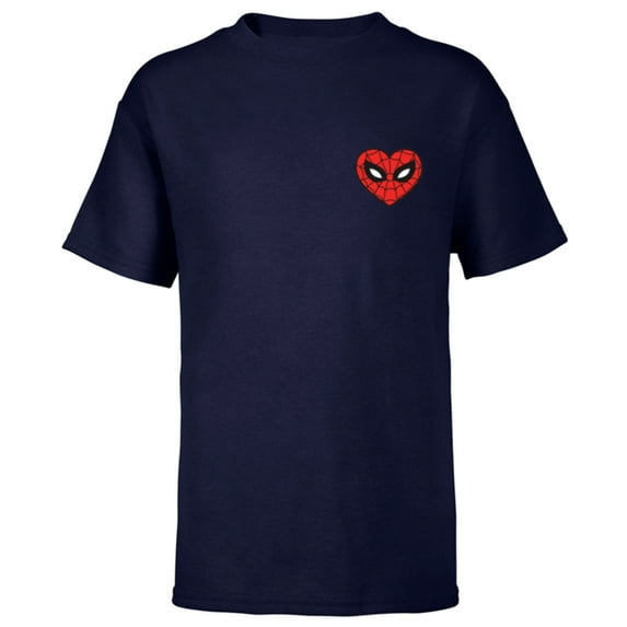 Marvel Spider-Man Valentine’s Day Love Sixties Heart Mask - Short Sleeve T-Shirt for Kids - Customized-Navy